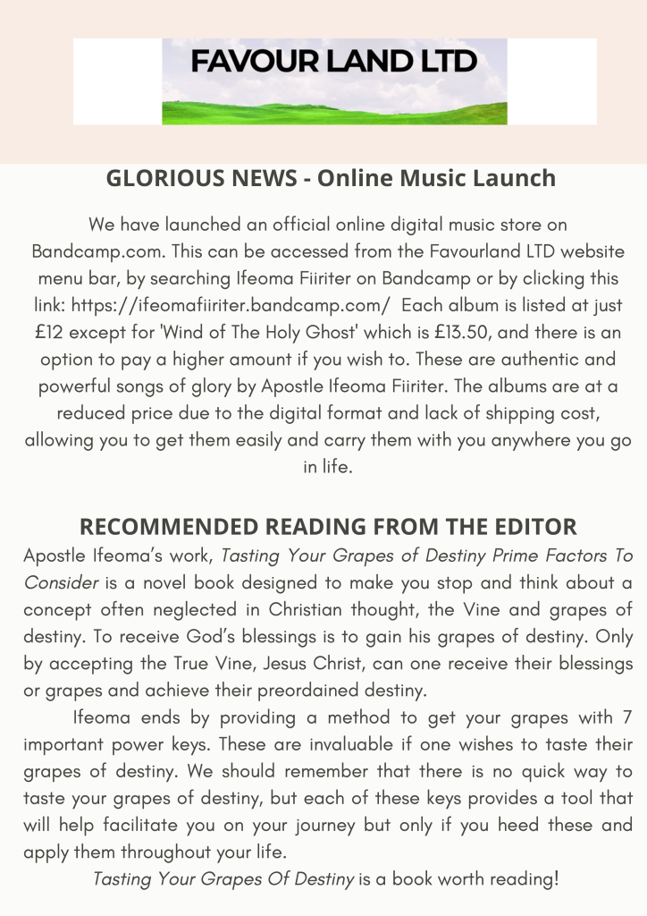 #8 Favour land Weekly Newsletter -2
